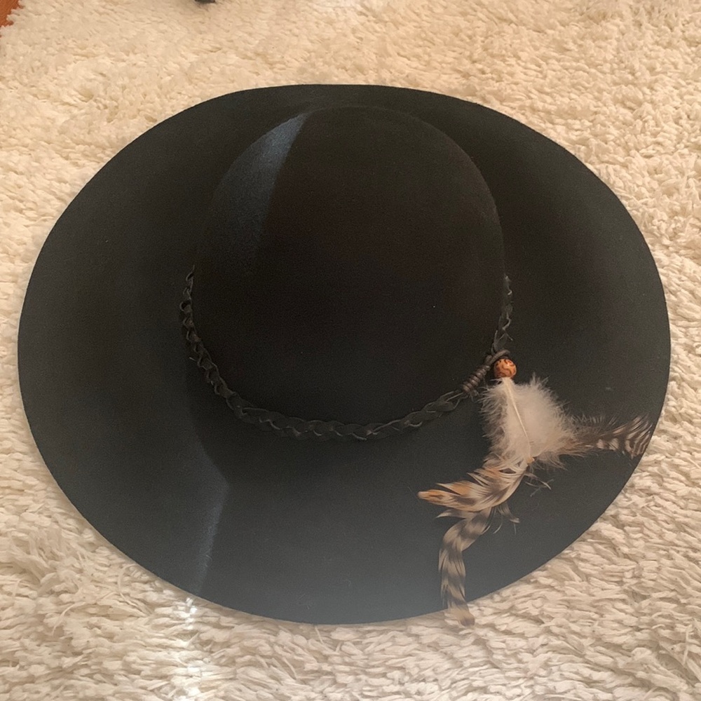 Y2k Black Wool Floppy Brim Hat
